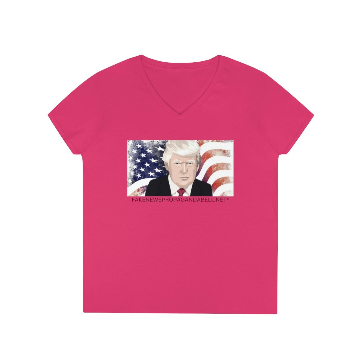 PRESIDENT TRUMP DETERMINED  Ladies’ V-Neck T-Shirt