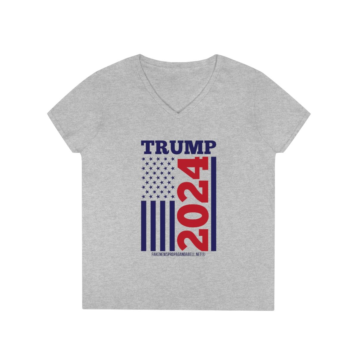 TRUMP VERTICLE FLAG 2024  Ladies’ V-Neck T-Shirt