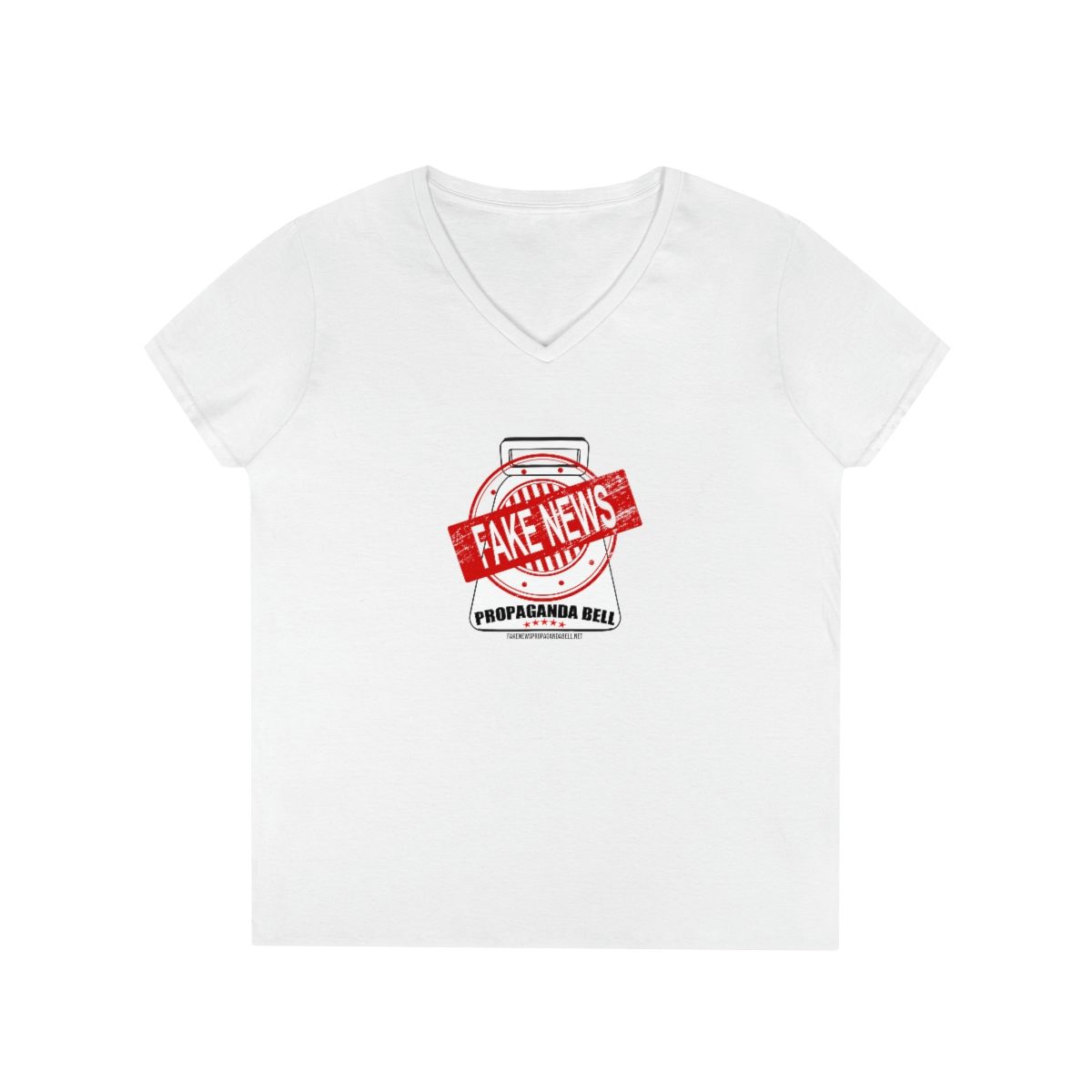 FAKE NEWS PROPAGANDA BELL LOGO  Ladies’ V-Neck T-Shirt